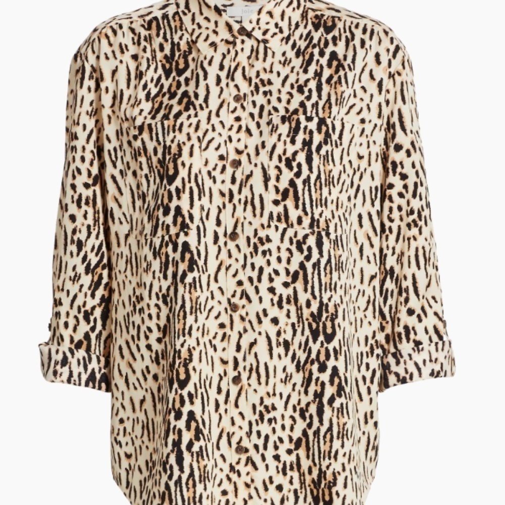 Joie 'Lidelle' Leopard Print Blouse, Size L - Picture 4 of 13